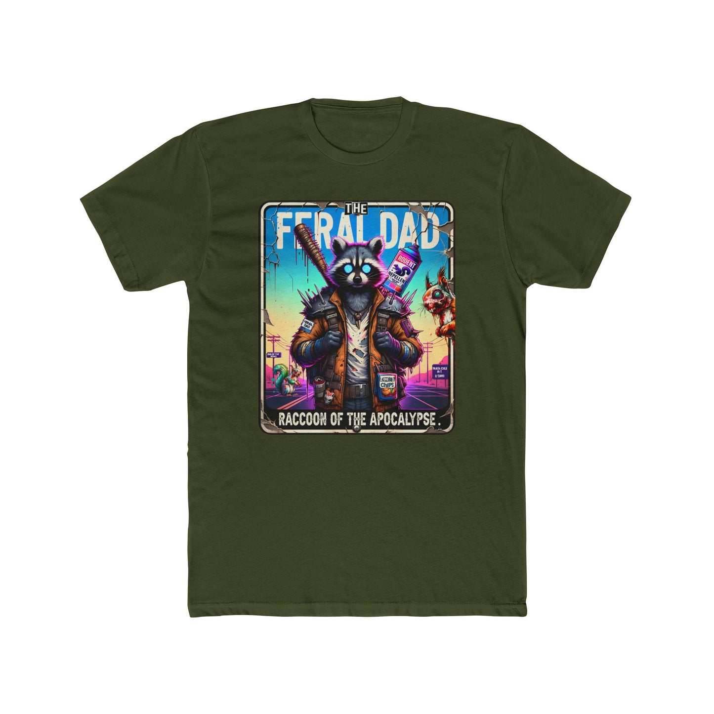Cotton Crew Tees - “Feraldad: Raccoon of the Apocalypse” Graphic Tee